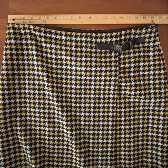 Boden 100% Wool British Tweed Faye Kilt Skirt Navy White Yellow Houndstooth| 14L - Picture 10 of 12